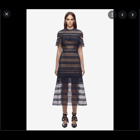 Self-Portrait Dresses & Skirts - Self-Portrait Navy and Black Lace Midi Dress